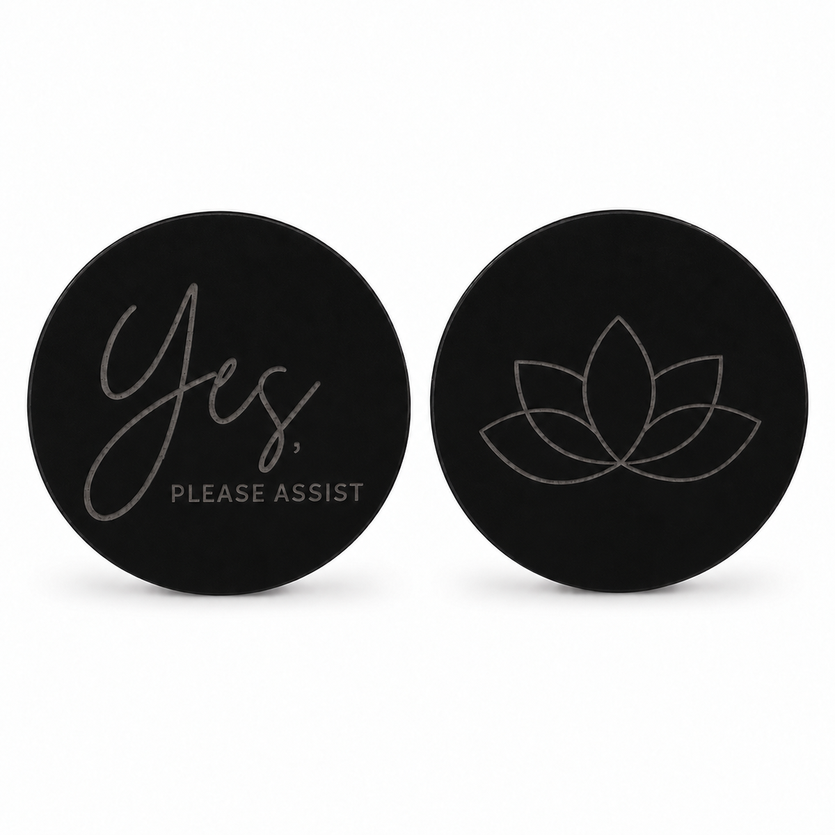 Round Reversible Colored Acrylic Yoga & Pilates Consent Chip – Yes, Please Assist / Lotus