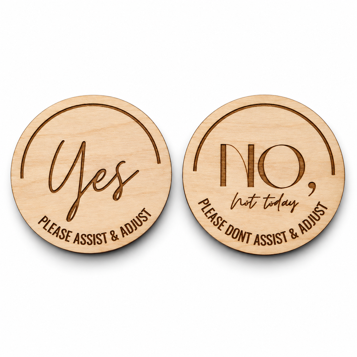 Round Wooden Reversible Yoga & Pilates Consent Chip – Yes / No