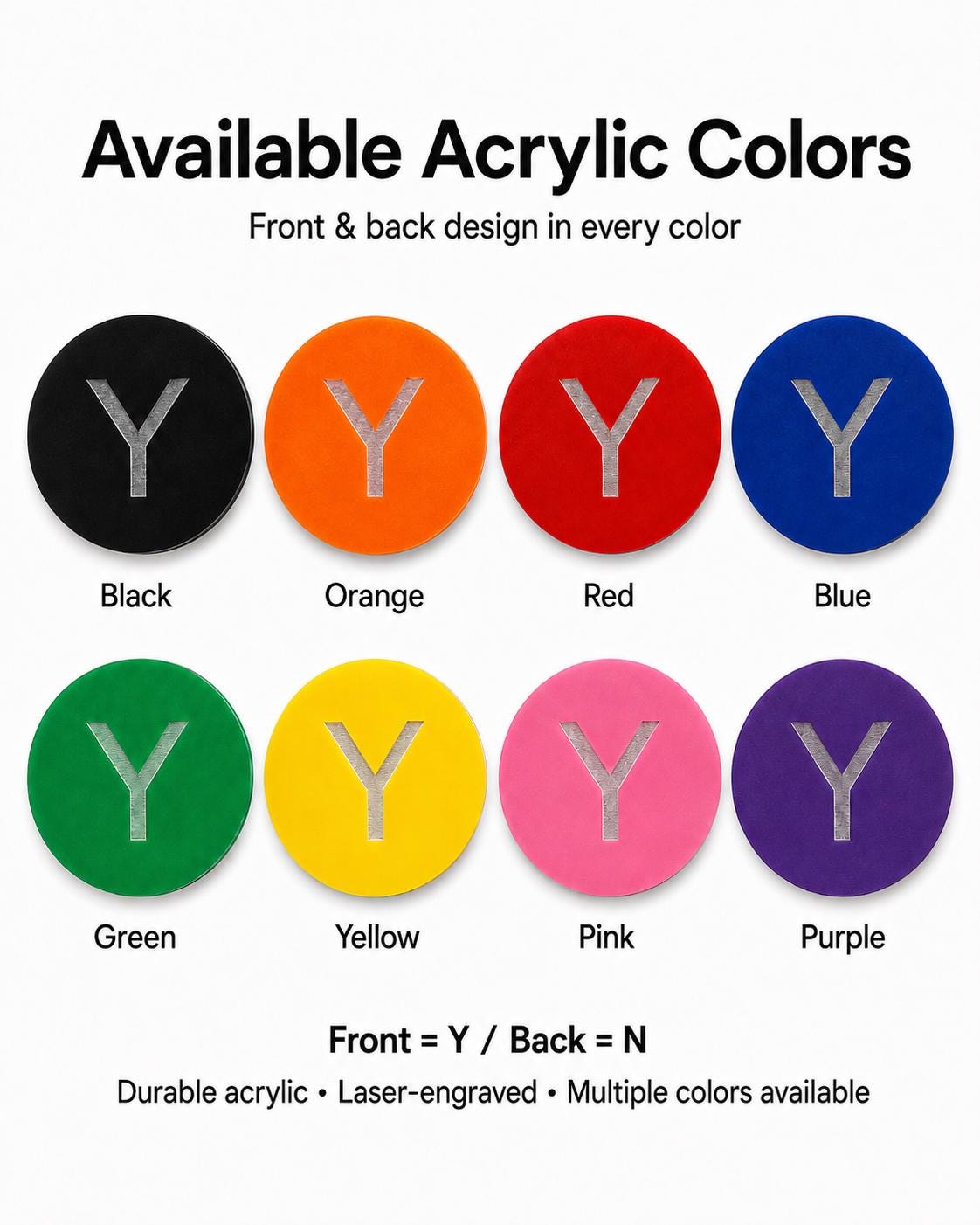 Classic Round Colored Acrylic Yoga & Pilates Consent Chip – Y / N