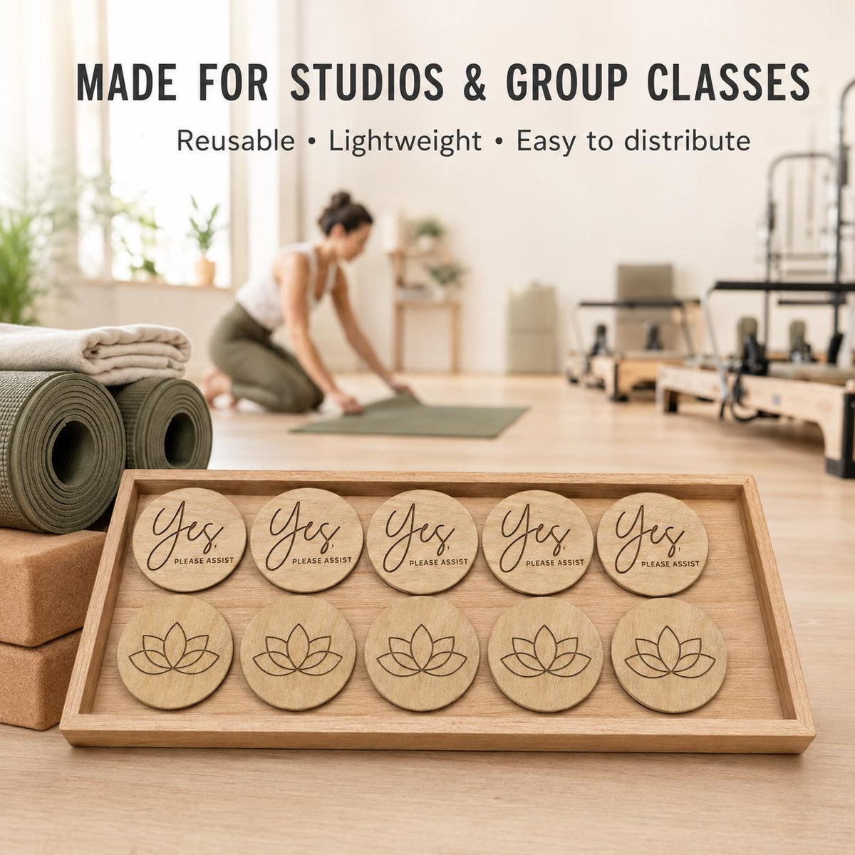 Lotus Wooden Yoga & Pilates Consent Chip – Yes / No