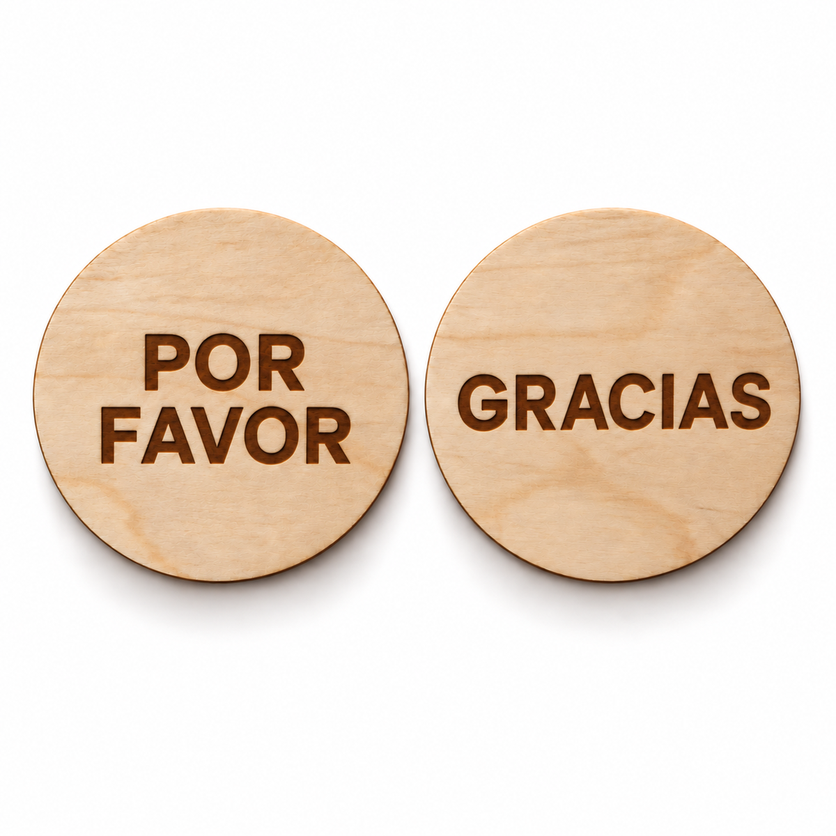 Round Wooden Reversible Spanish-Speaking Consent Chip – Por Favor / Gracias