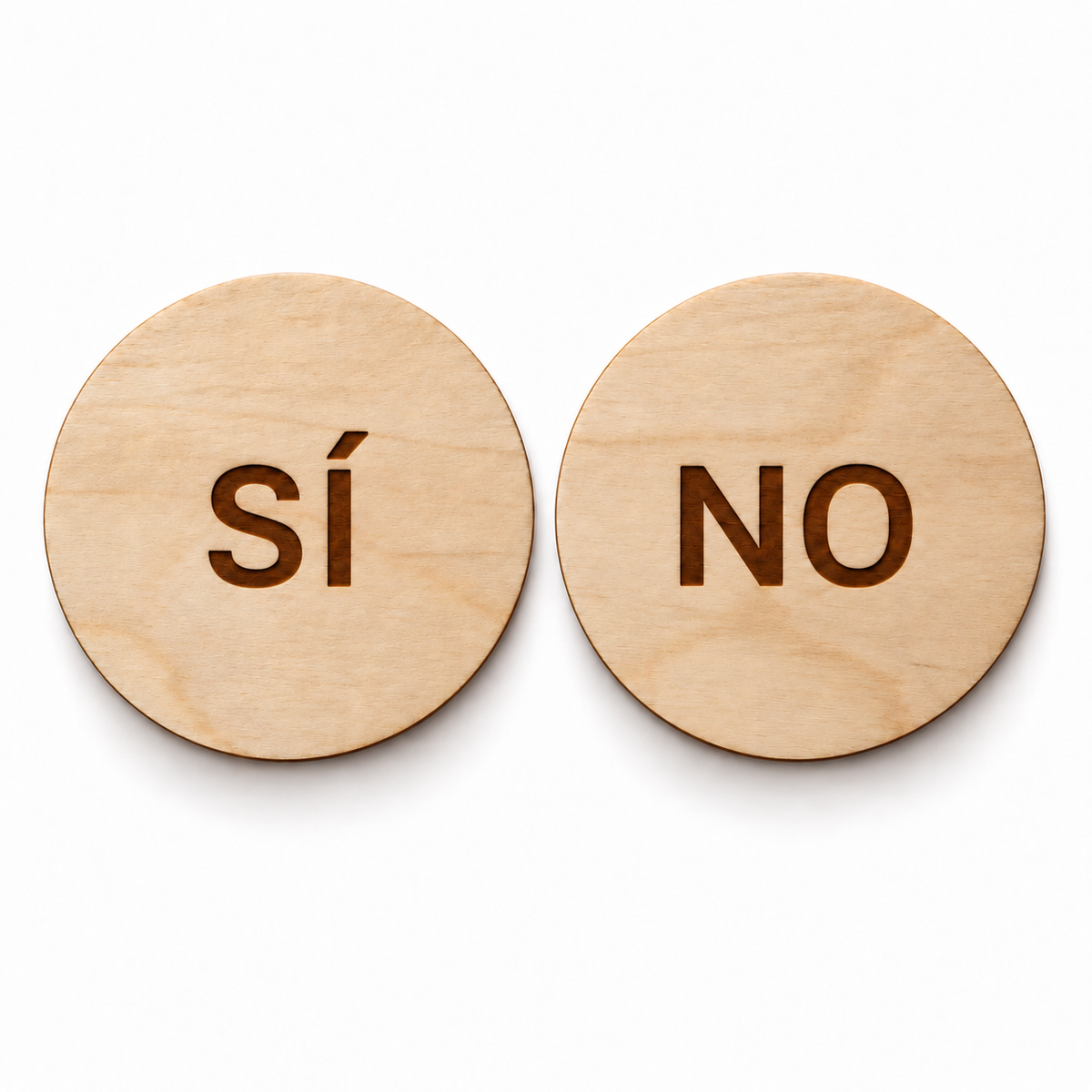 Round Wooden Reversible Spanish-Speaking Consent Chip – Sí / No