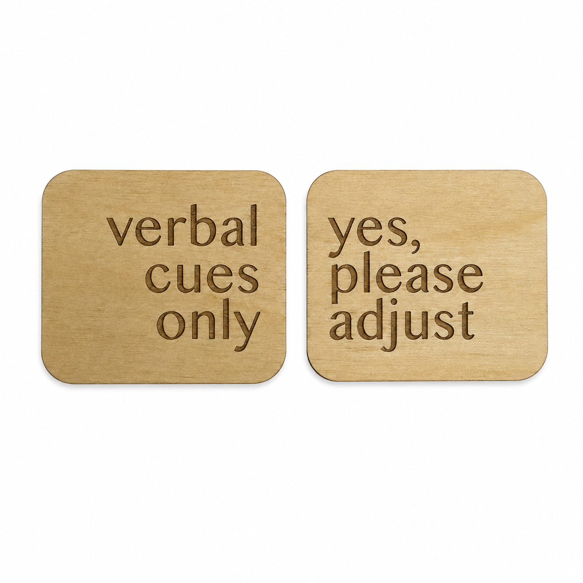 Square Wooden Yoga & Pilates Consent Chip – Yes / Verbal Cues Only