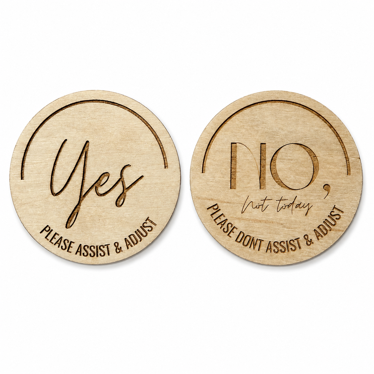 Wooden Yoga & Pilates Consent Chip – Yes / No