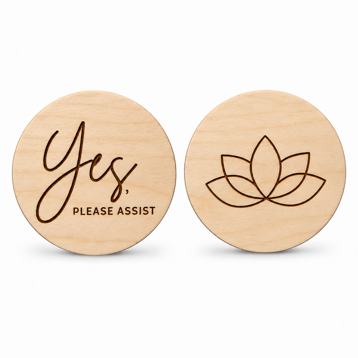 Round Wooden Reversible Lotus Yoga & Pilates Consent Chip – Yes / lotus