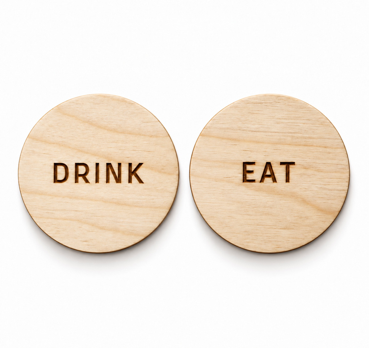 Round Wooden Reversible Non-speaking Consent Chip – Drink / Eat