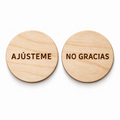 Round Wooden Reversible Spanish-Speaking Consent Chip – Ajústeme / No Gracias