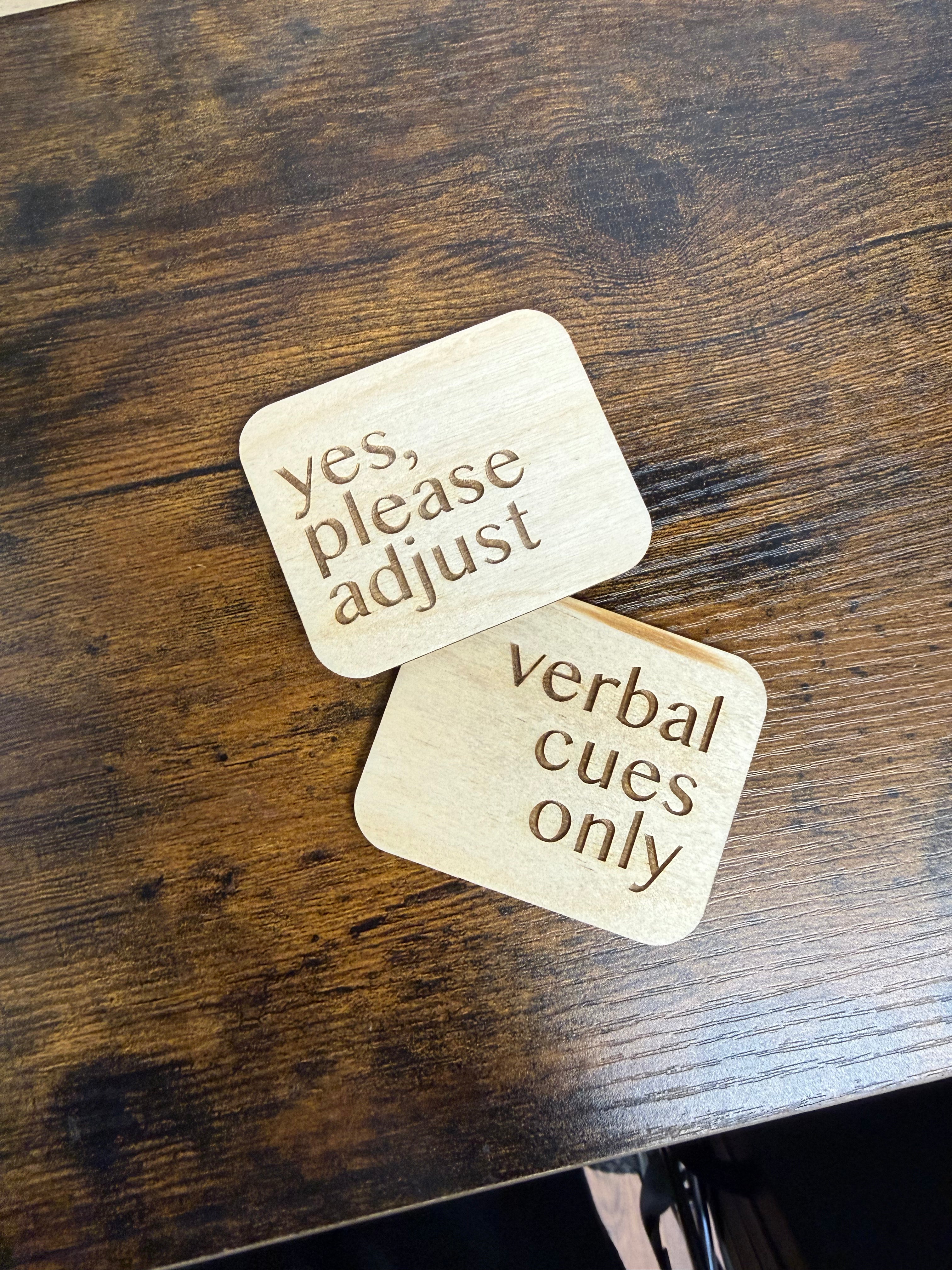Square Wooden Yoga & Pilates Consent Chip – Yes / Verbal Cues Only