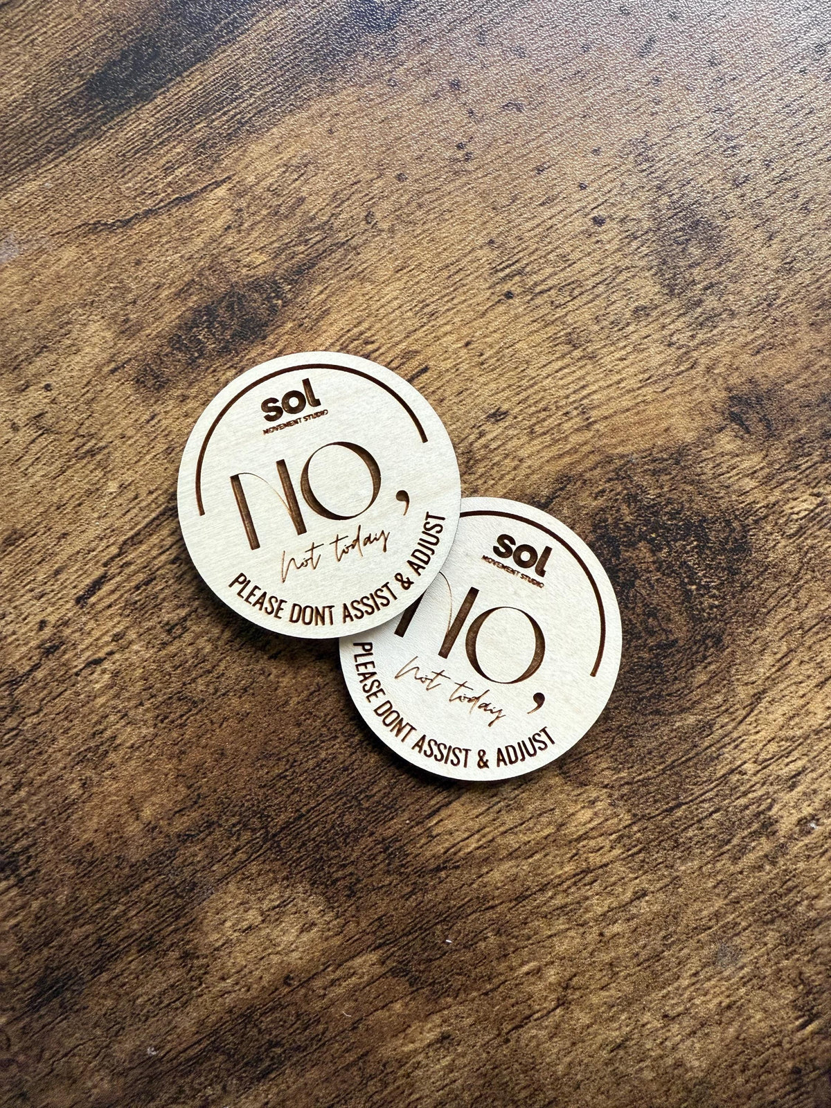 Wooden Yoga & Pilates Consent Chip – Yes / No