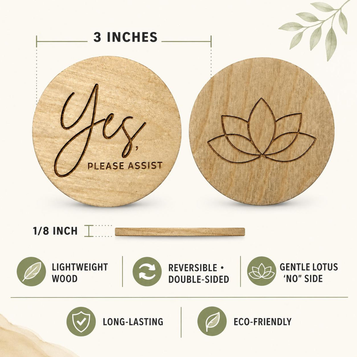 Lotus Wooden Yoga & Pilates Consent Chip – Yes / No